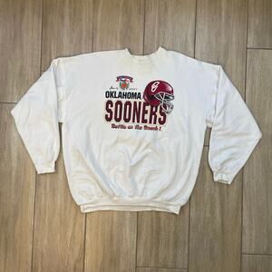 Vintage 2001 Oklahoma Sooners Rose Bowl Sweatshirt XL White Hanes Ultimate